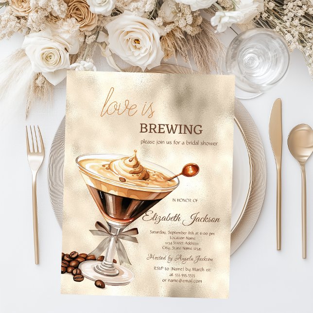 Love is Brewing Espresso Glitter Drips  Invitation (Creator Uploaded)
