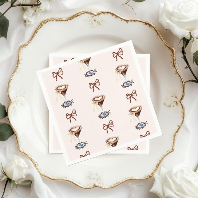 Love is Brewing Espresso Martini Bow Bridal Napkin (Creator Uploaded)