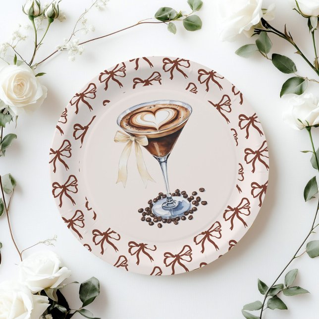 Love is Brewing Espresso Martini Bow Bridal Paper Plate (Creator Uploaded)