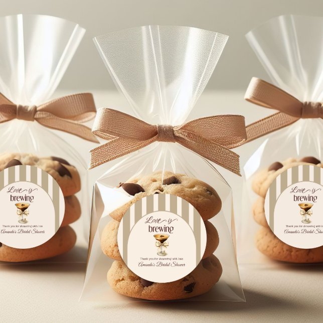 Love is Brewing Espresso Martini Bow Bridal Shower Classic Round Sticker (Creator Uploaded)