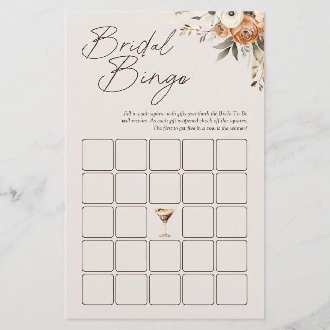 Love is Brewing Espresso Martini Bridal Bingo Game (Front)