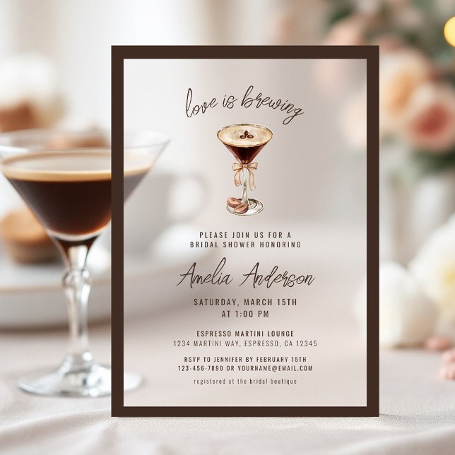Love is Brewing Espresso Martini Bridal Shower Acrylic Invitations (Creator Uploaded)