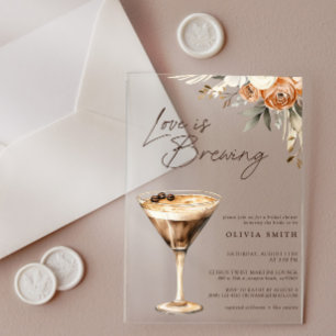 Love is Brewing Espresso Martini Bridal Shower Acrylic Invitations