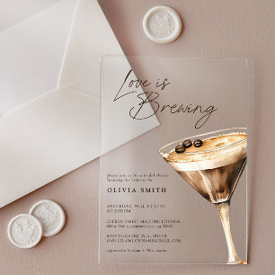Love is Brewing Espresso Martini Bridal Shower Acrylic Invitations