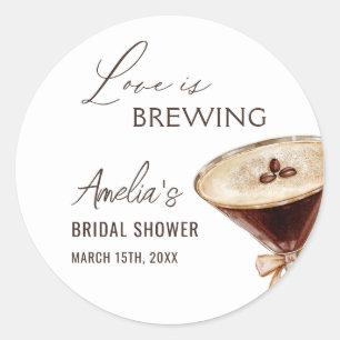 Love is Brewing Espresso Martini Bridal Shower Classic Round Sticker