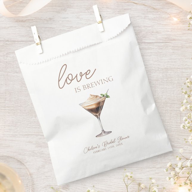 Love is Brewing Espresso Martini Bridal Shower Favour Bags (Love is Brewing Espresso Martini Bridal Shower Favor Bags, Coffee Theme Bridal Brunch, Chic, Trendy)