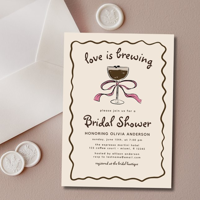 Love Is Brewing Espresso Martini Bridal Shower Invitation (Creator Uploaded)
