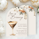 Love is Brewing Espresso Martini Bridal Shower Invitation<br><div class="desc">For brides who savour life's finer pleasures, this elegant bridal shower invitation is the perfect way to share in the joy of what's brewing—both in love and in the perfect espresso martini. The hand-painted illustration of a rich, creamy espresso martini, topped with bold coffee beans, creates a delightful contrast with...</div>