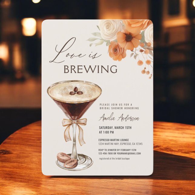 Love is Brewing Espresso Martini Bridal Shower Invitation (Creator Uploaded)