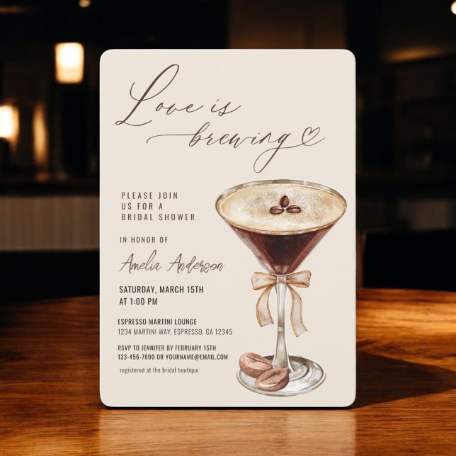 Love is Brewing Espresso Martini Bridal Shower Invitation (Creator Uploaded)