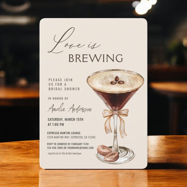 Love is Brewing Espresso Martini Bridal Shower Invitation (Creator Uploaded)