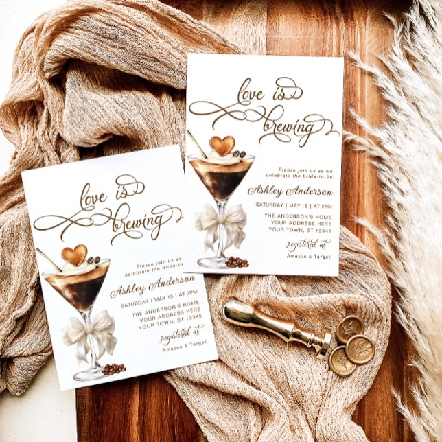Love Is Brewing Espresso Martini Bridal Shower Invitation (Creator Uploaded)