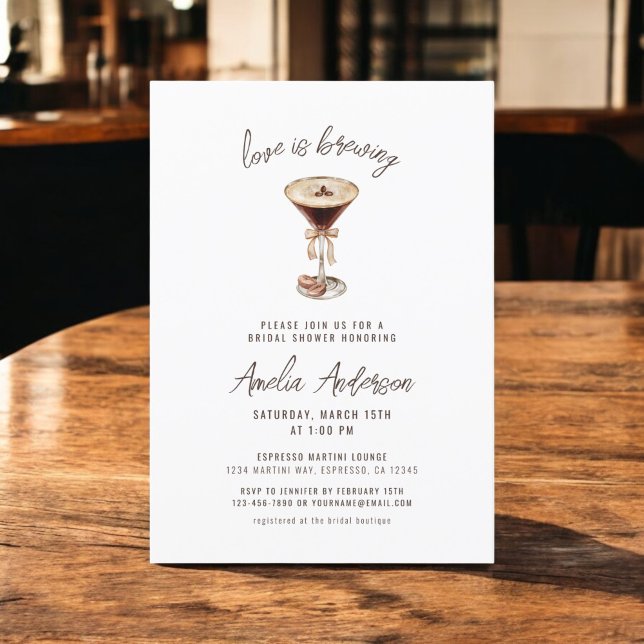 Love is Brewing Espresso Martini Bridal Shower Invitation (Creator Uploaded)