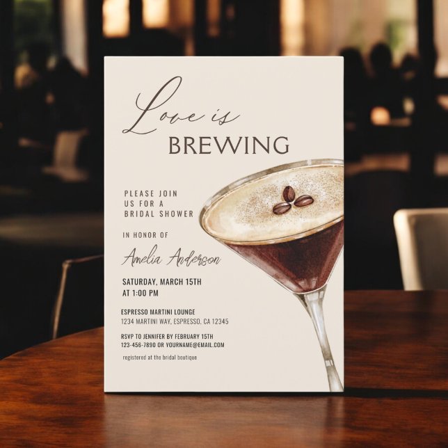 Love is Brewing Espresso Martini Bridal Shower Invitation (Creator Uploaded)