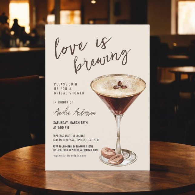 Love is Brewing Espresso Martini Bridal Shower Invitation (Creator Uploaded)