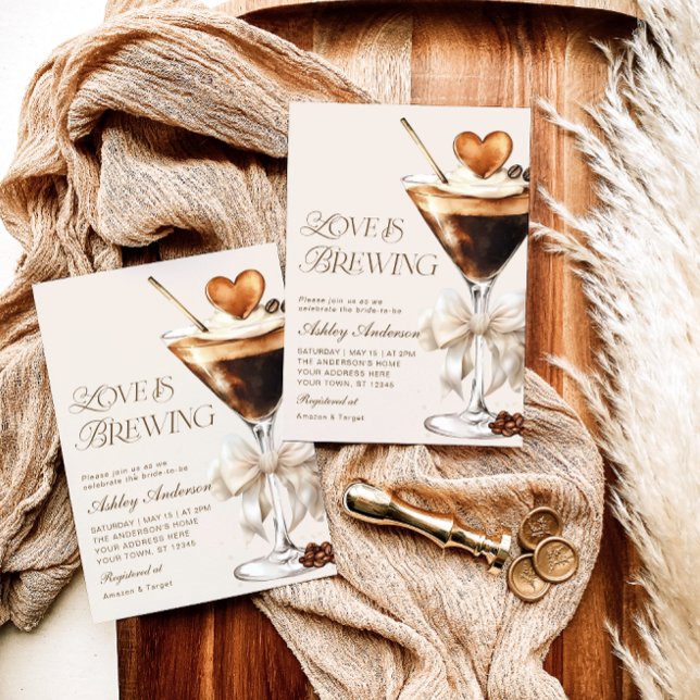 Love Is Brewing Espresso Martini Bridal Shower Invitation (Creator Uploaded)