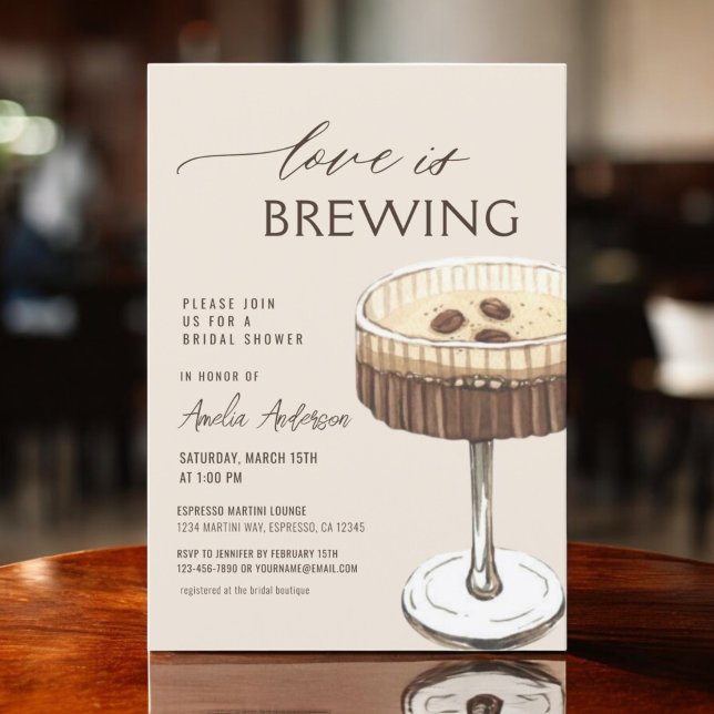 Love is Brewing Espresso Martini Bridal Shower Invitation (Creator Uploaded)