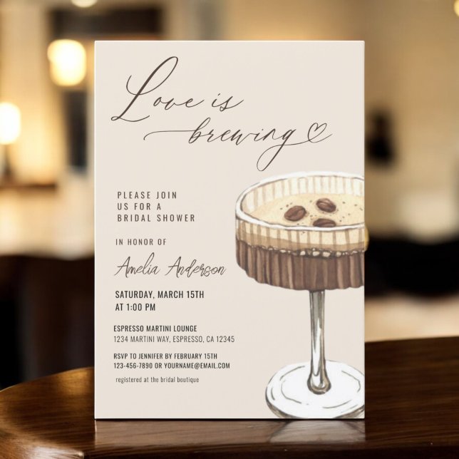 Love is Brewing Espresso Martini Bridal Shower Invitation (Creator Uploaded)