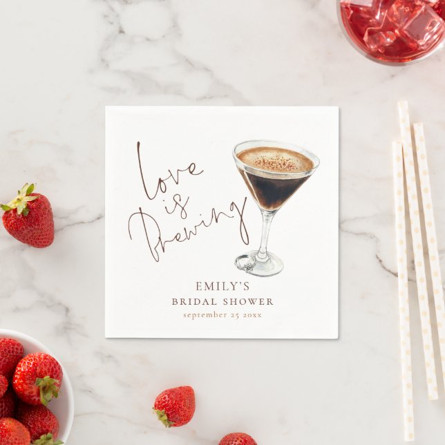 Love Is Brewing Espresso Martini Bridal Shower Napkin (Insitu)