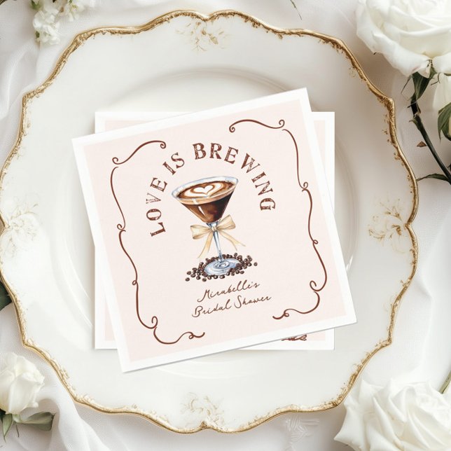 Love is Brewing Espresso Martini Bridal Shower  Napkin (Creator Uploaded)