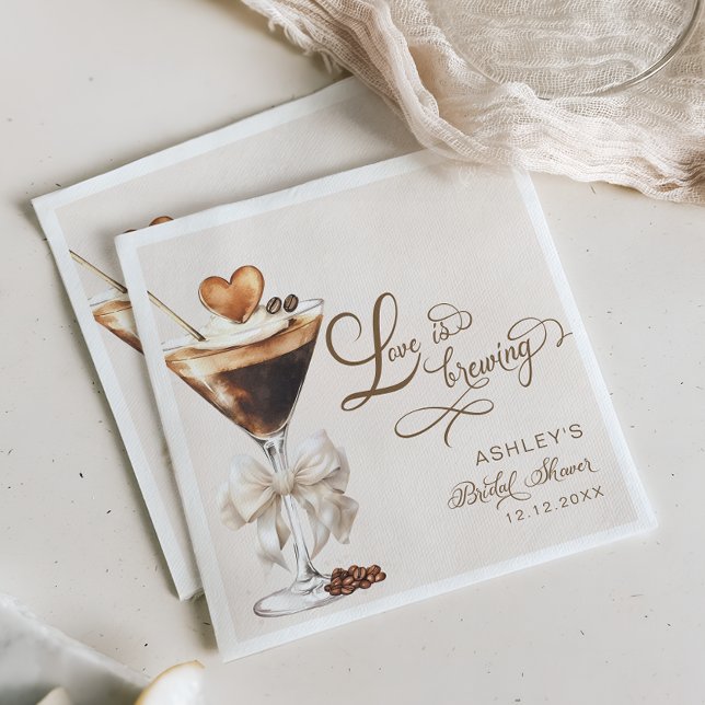Love Is Brewing Espresso Martini Bridal Shower Napkin (Creator Uploaded)