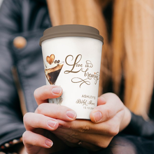 Love Is Brewing Espresso Martini Bridal Shower Paper Cups (Creator Uploaded)