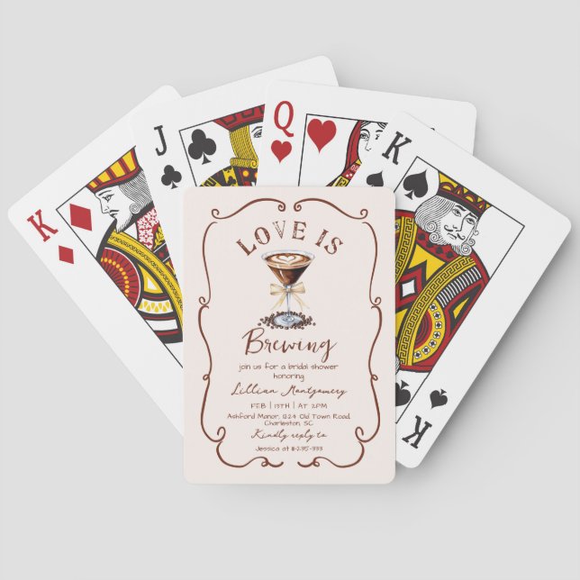 Love is Brewing Espresso Martini Bridal Shower Playing Cards (Back)
