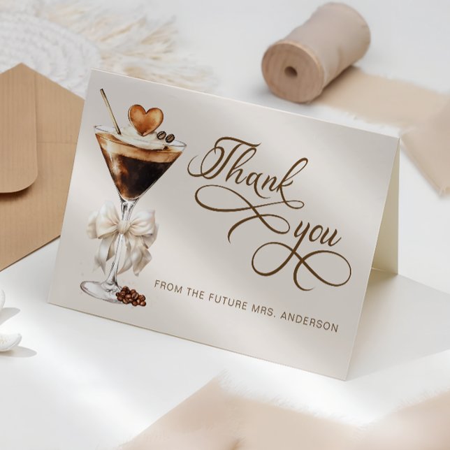 Love is Brewing Espresso Martini Bridal Shower Thank You Card (Creator Uploaded)