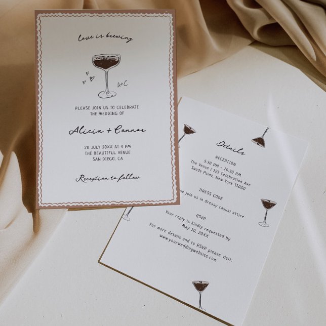 Love Is Brewing Espresso Martini Wedding Invitation (Creator Uploaded)