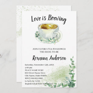 Love is Brewing Eucalyptus Tea Bridal Shower Invitation