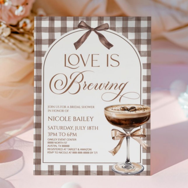 Love Is Brewing Expresso Martini Bow Bridal Shower Invitation (Creator Uploaded)