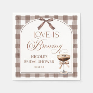 Love Is Brewing Expresso Martini Bow Bridal Shower Napkin