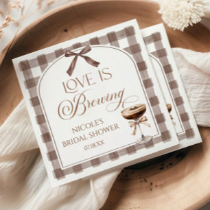 Love Is Brewing Expresso Martini Bow Bridal Shower Napkin