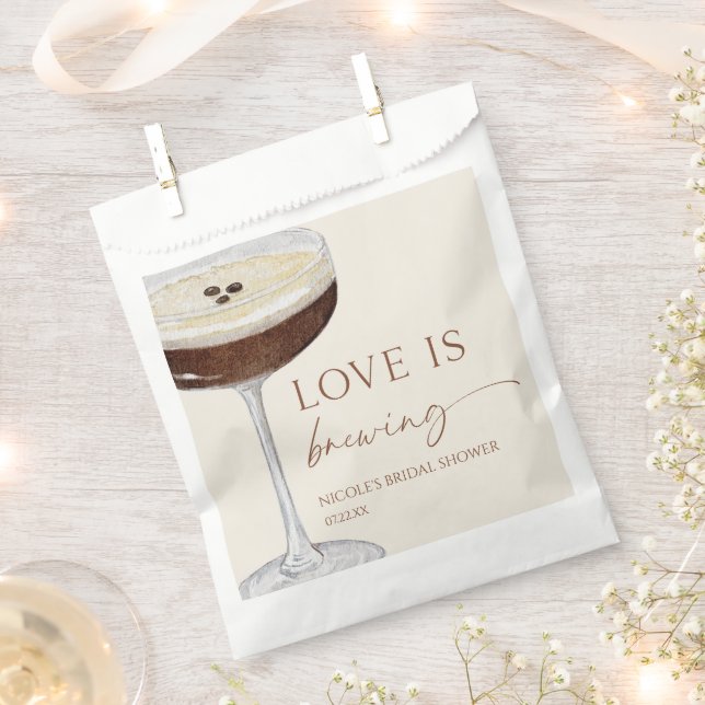 Love Is Brewing Expresso Martini Bridal Shower Favour Bags (Clipped)