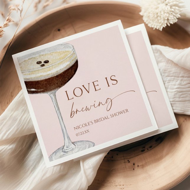 Love Is Brewing Expresso Martini Bridal Shower Napkin (Creator Uploaded)