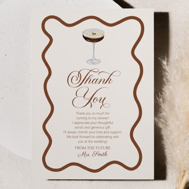 Love Is Brewing Expresso Martini Bridal Shower Thank You Card (Creator Uploaded)