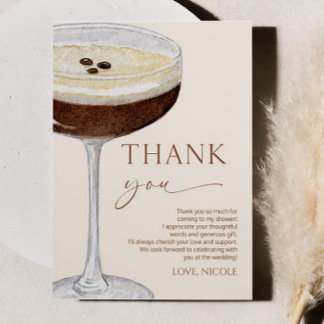Love Is Brewing Expresso Martini Bridal Shower Thank You Card