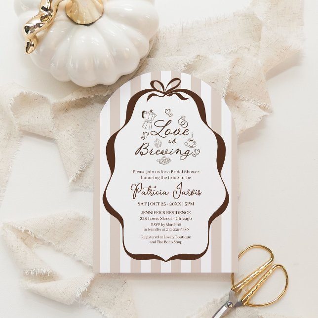 Love Is Brewing Fall Coffee Bridal Shower Arch Invitation (Creator Uploaded)