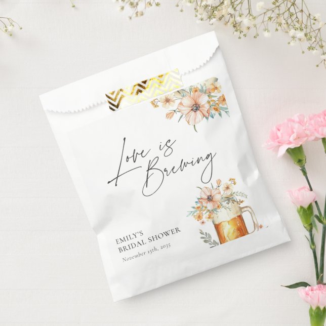 Love is Brewing Floral Bridal Shower Favour Bags (Sealed)