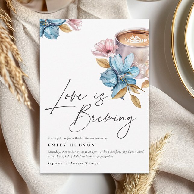Love is Brewing Floral Bridal Shower Invitation (Creator Uploaded)