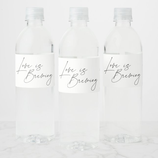 Love is Brewing Floral Bridal Shower Water Bottle Label (Bottles)