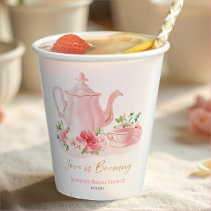 Love is Brewing   Gilded Pink Bridal Shower  Paper Cups