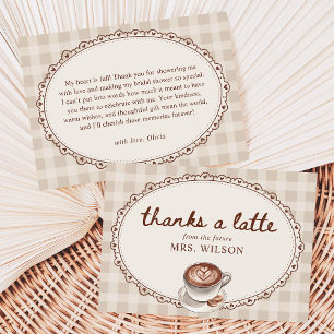 Love is Brewing Gingham Coffee Bridal Shower Thank You Card