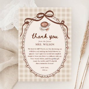 Love is Brewing Gingham Coffee Bridal Shower Thank You Card