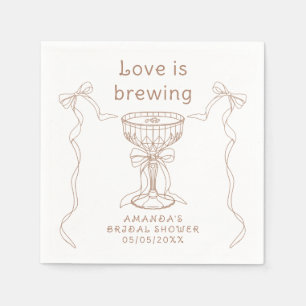 Love is brewing Hand Drawn Bridal shower Napkin