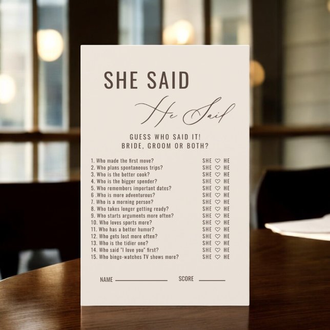 Love is Brewing He Said She Said Bridal Game (Creator Uploaded)