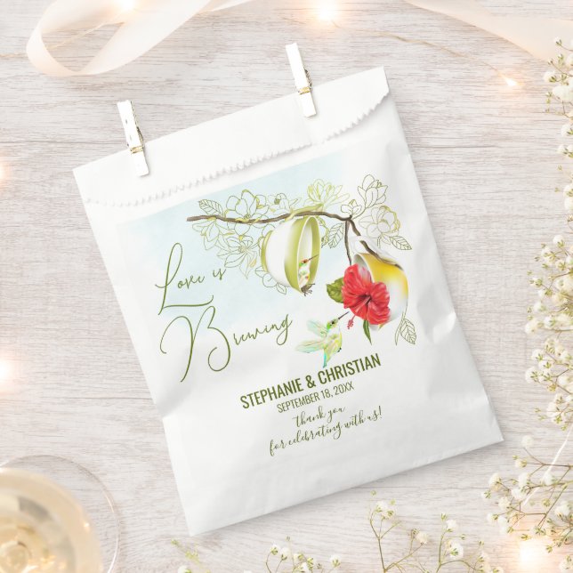 Love Is Brewing Hummingbird Tea Party Favour Bags (Clipped)