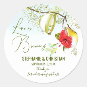 Love Is Brewing Hummingbird Teacup Classic Round Sticker