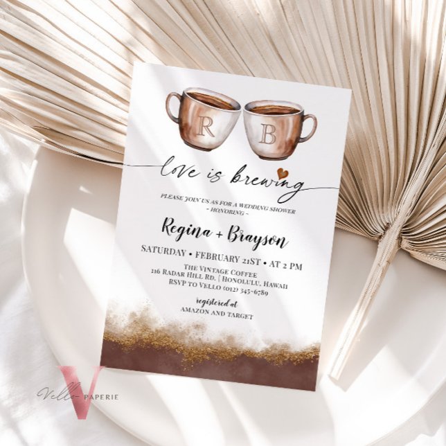 Love Is Brewing Initial Bridal Shower Invitation (Creator Uploaded)