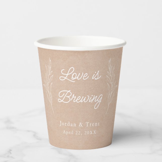 Love is Brewing Kraft Paper Coffee Paper cup (Front)
